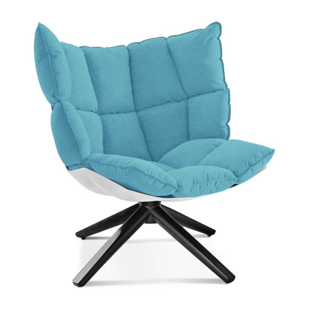 Husk Chair Low Back - Wood Base Cashmere-Tiffany Blue / Glossy White / Black Stain