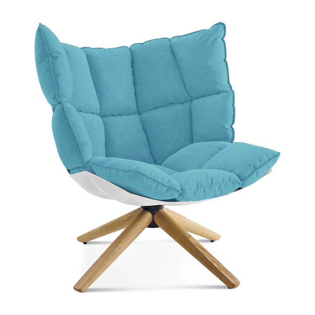 Husk Chair Low Back - Wood Base Cashmere-Tiffany Blue / Glossy White / Natural Ash