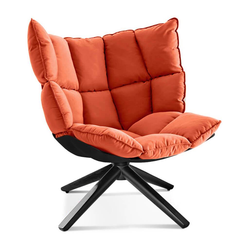 Husk Chair Low Back - Wood Base Sunbrella-Canvas Brick - 5409-0000 / Glossy Black / Black Stain
