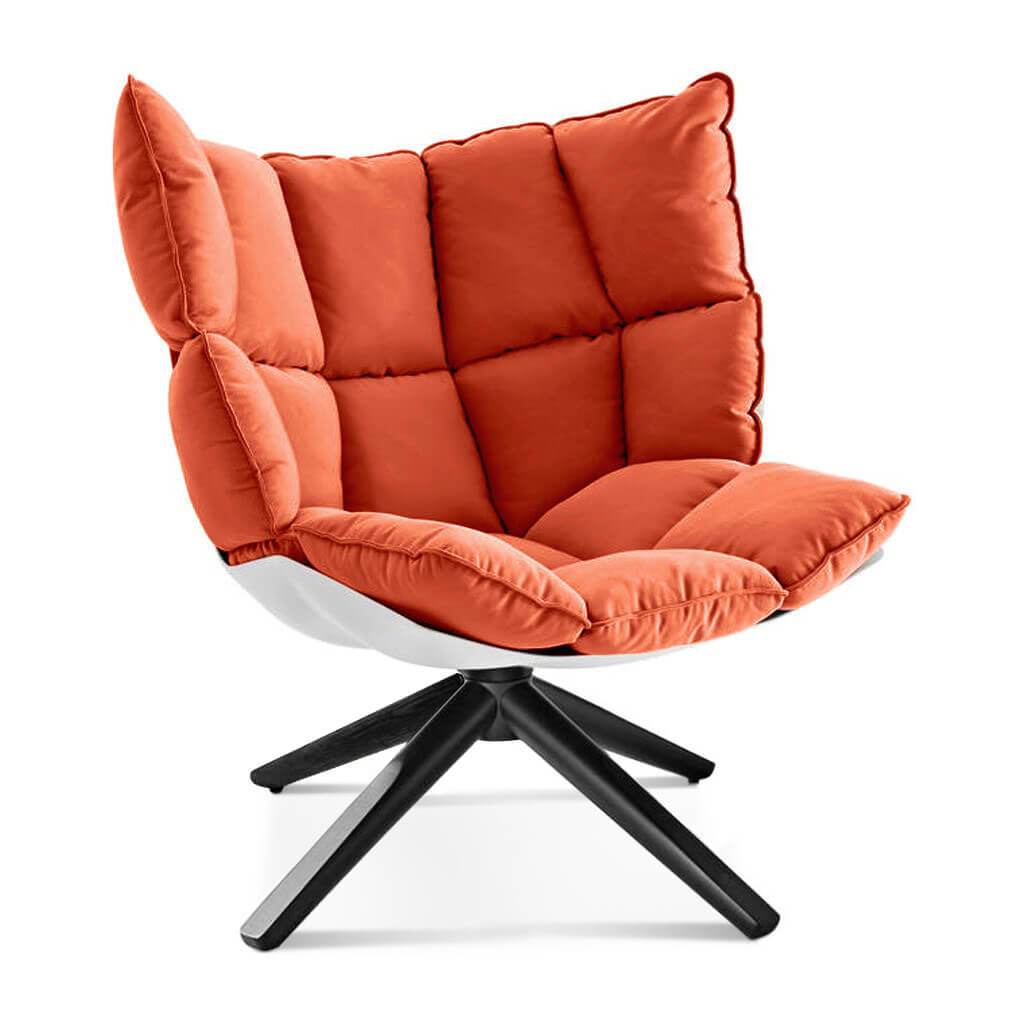 Husk Chair Low Back - Wood Base Sunbrella-Canvas Brick - 5409-0000 / Glossy White / Black Stain