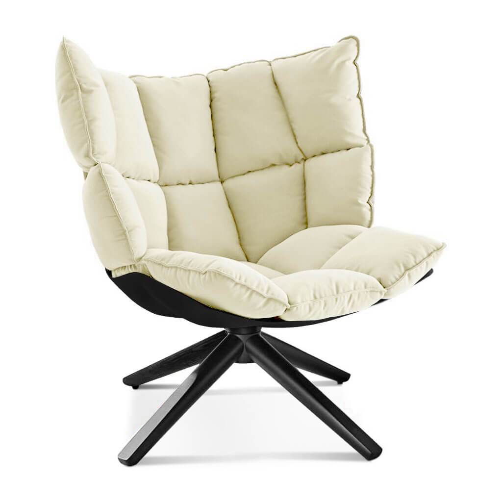 Husk Chair Low Back - Wood Base Sunbrella-Canvas Canvas - 5453-0000 / Glossy Black / Black Stain