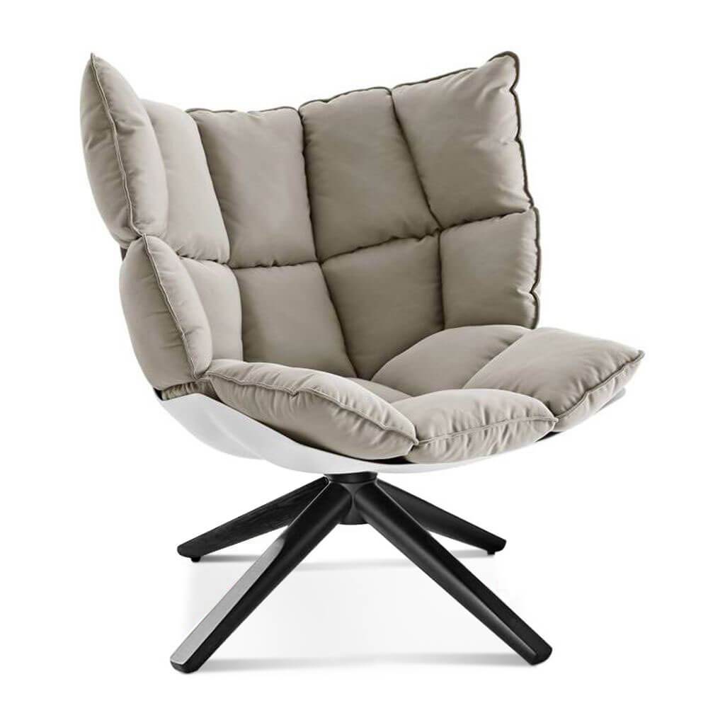 Husk Chair Low Back - Wood Base Sunbrella-Cast Silver - 40433-0000 / Glossy White / Black Stain