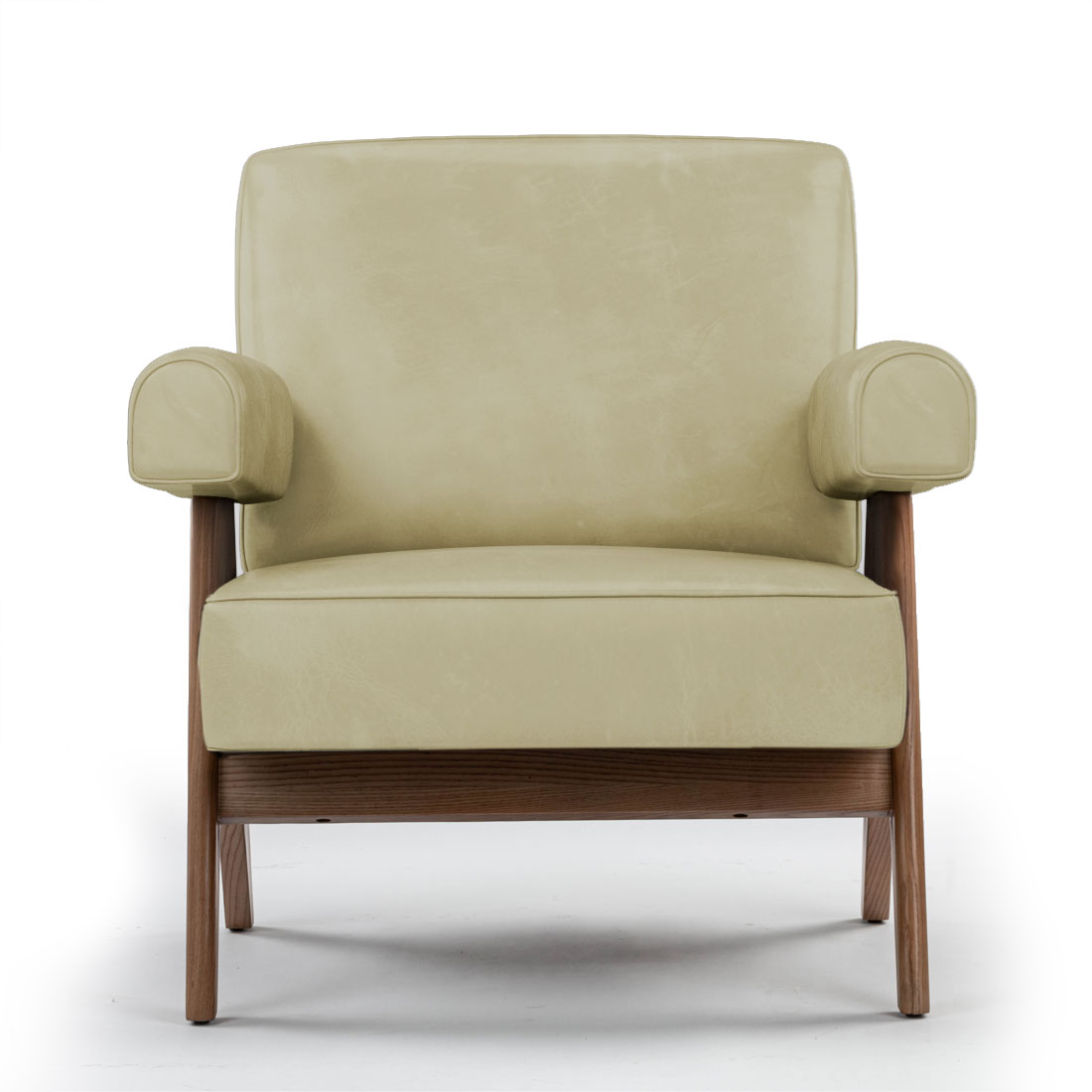 Pierre Jeanneret Capitol Complex Armchair Vegan Leather-Distressed Stone Taupe