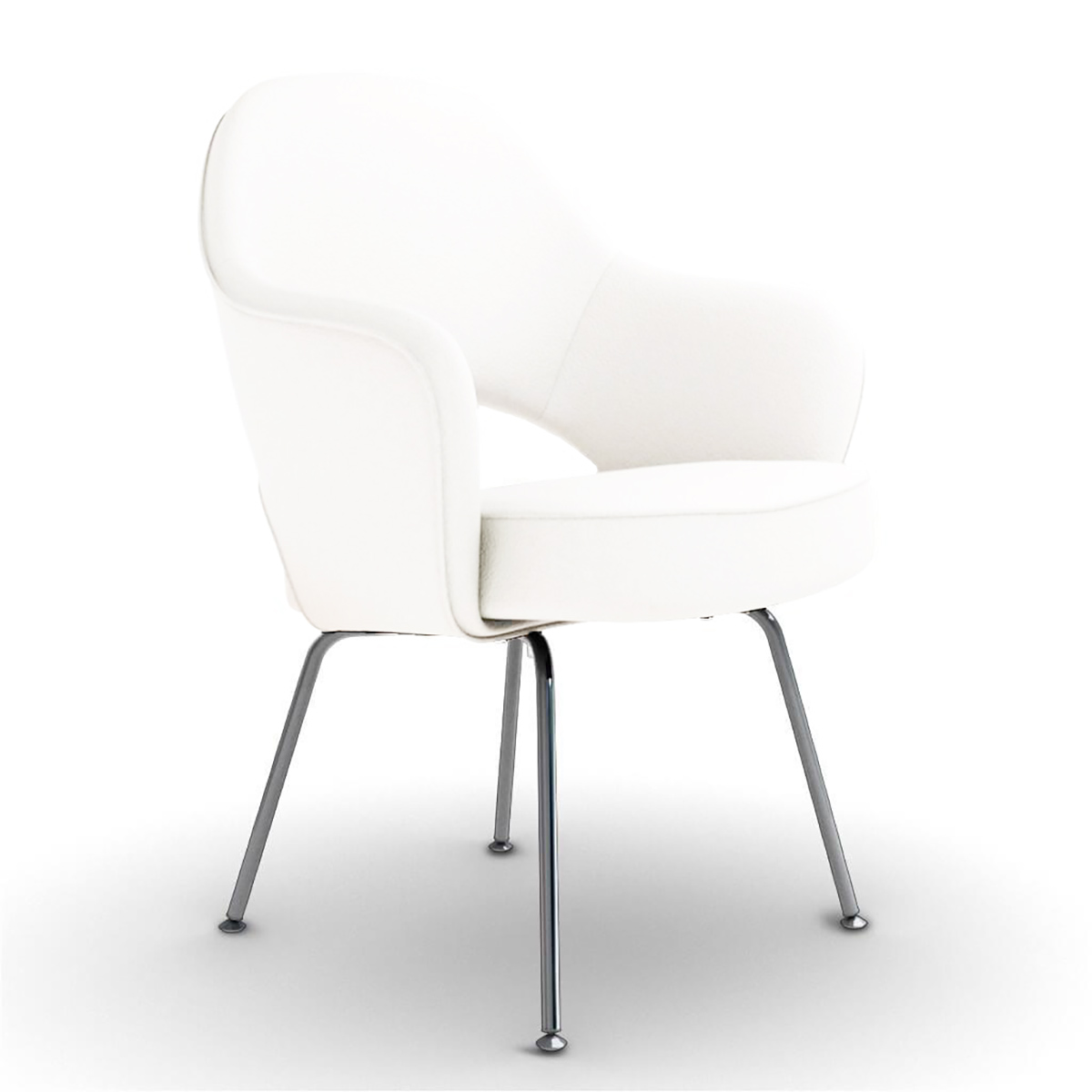 Saarinen Executive Armchair - Steel Legs Vegan Leather-White