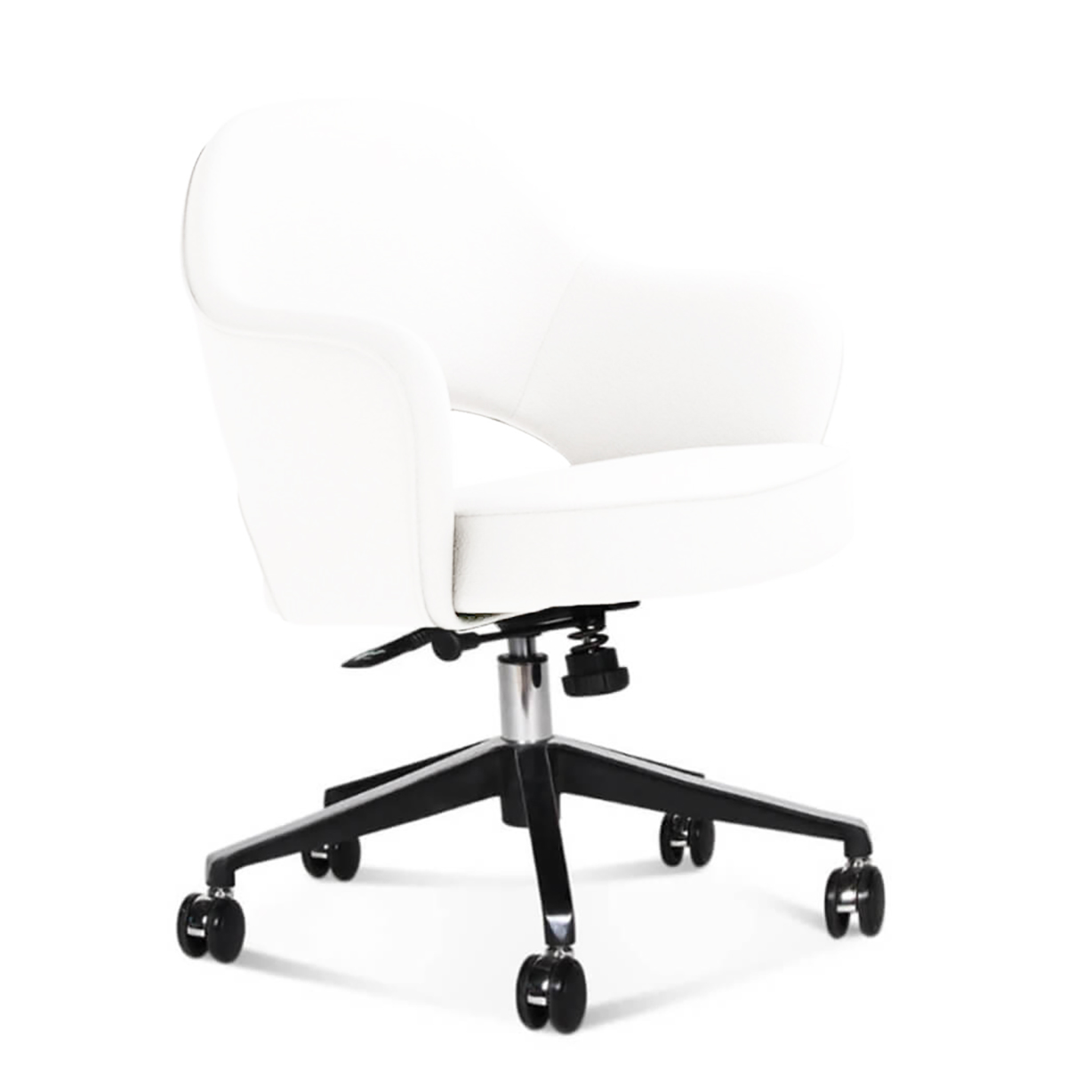 Saarinen Executive Armchair with Casters Vegan Leather-White