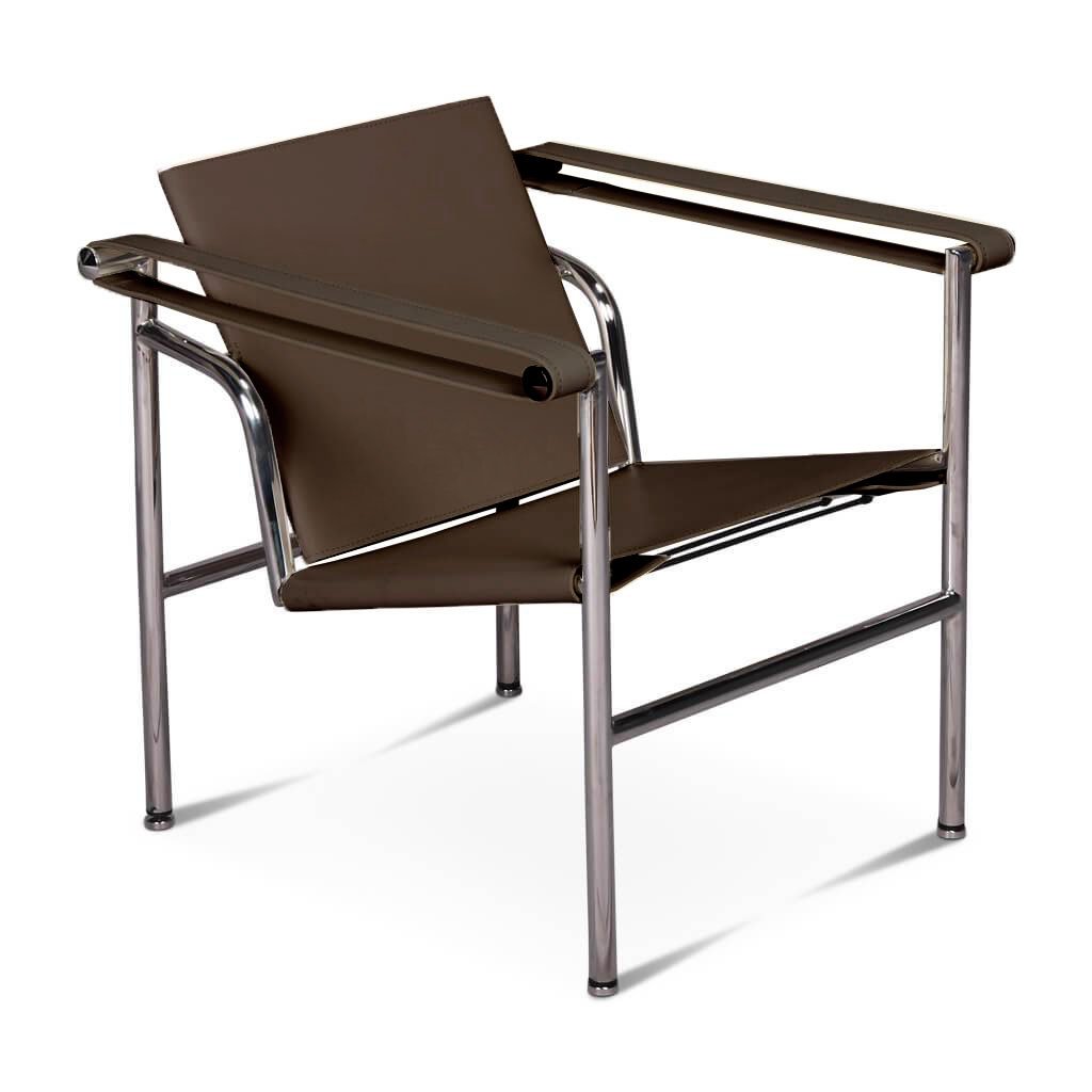 Corbusier Basculant Sling Chair Aniline Leather-Dark Brown