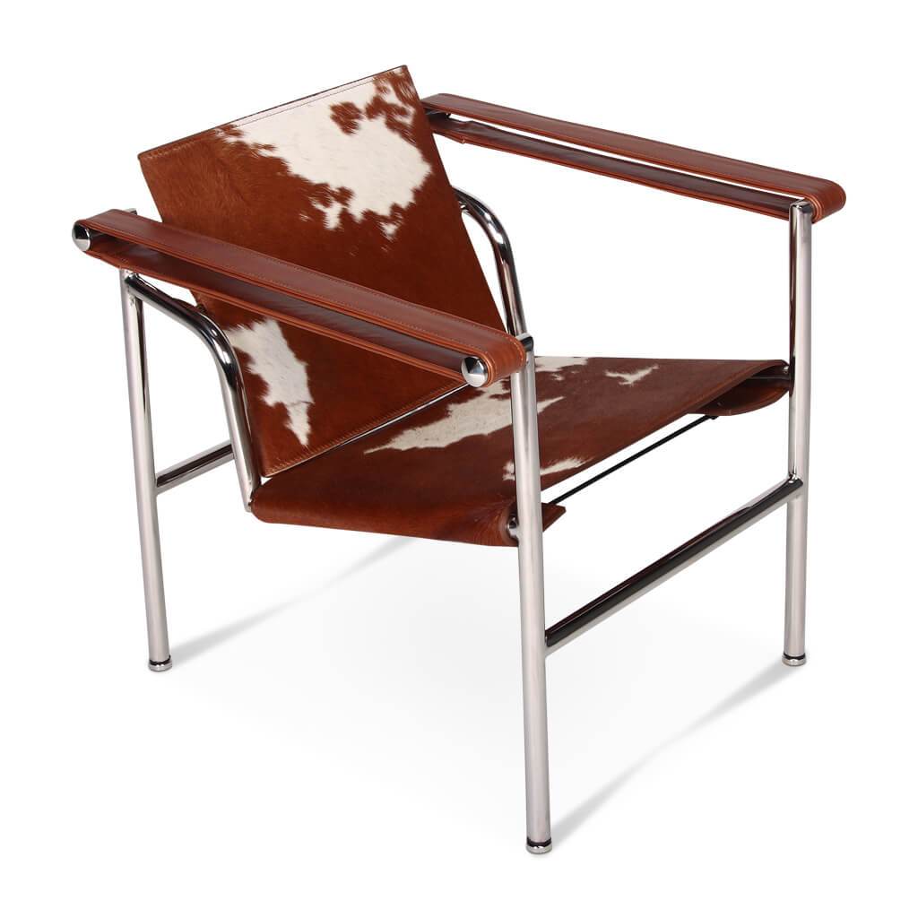 Corbusier Basculant Sling Chair Cowhide-Brown/White