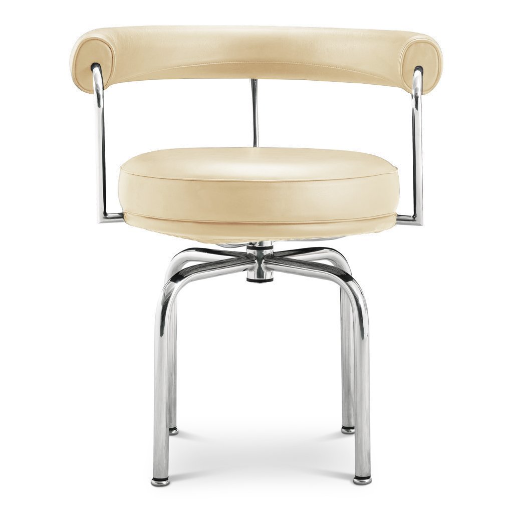 Corbusier Swivel Chair Aniline Leather-Cream