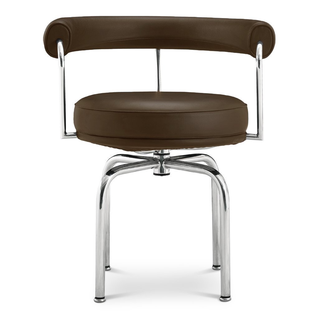 Corbusier Swivel Chair Aniline Leather-Dark Brown