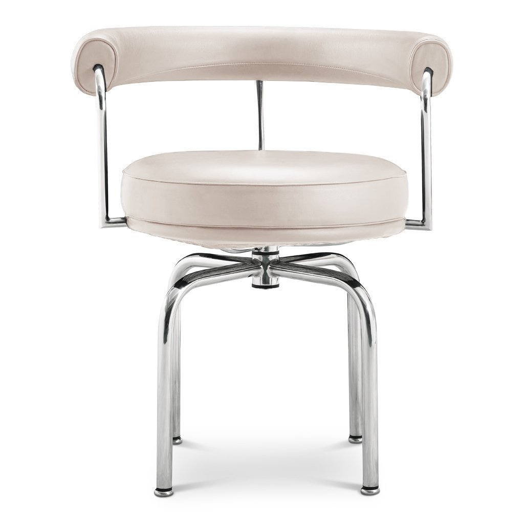 Corbusier Swivel Chair Aniline Leather-White