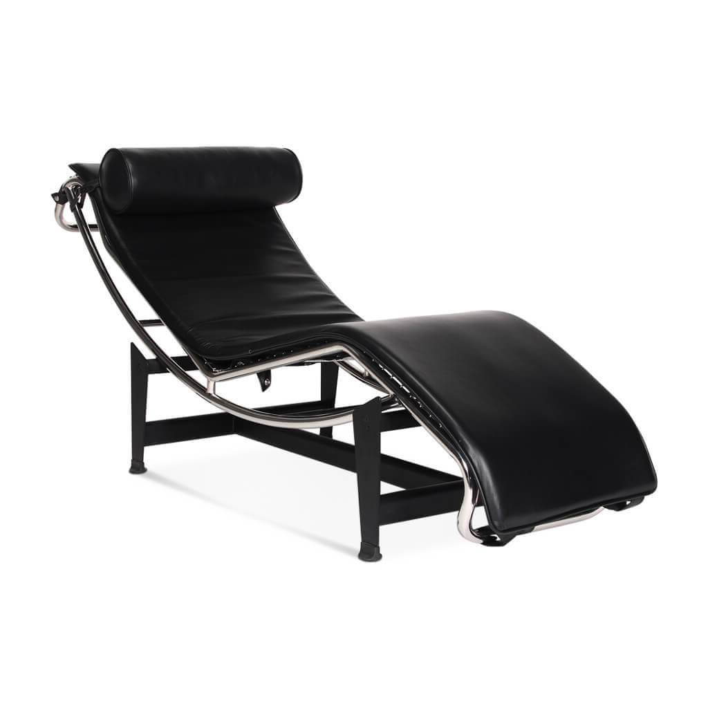 Corbusier Chaise Lounge Chair Aniline Leather-Black