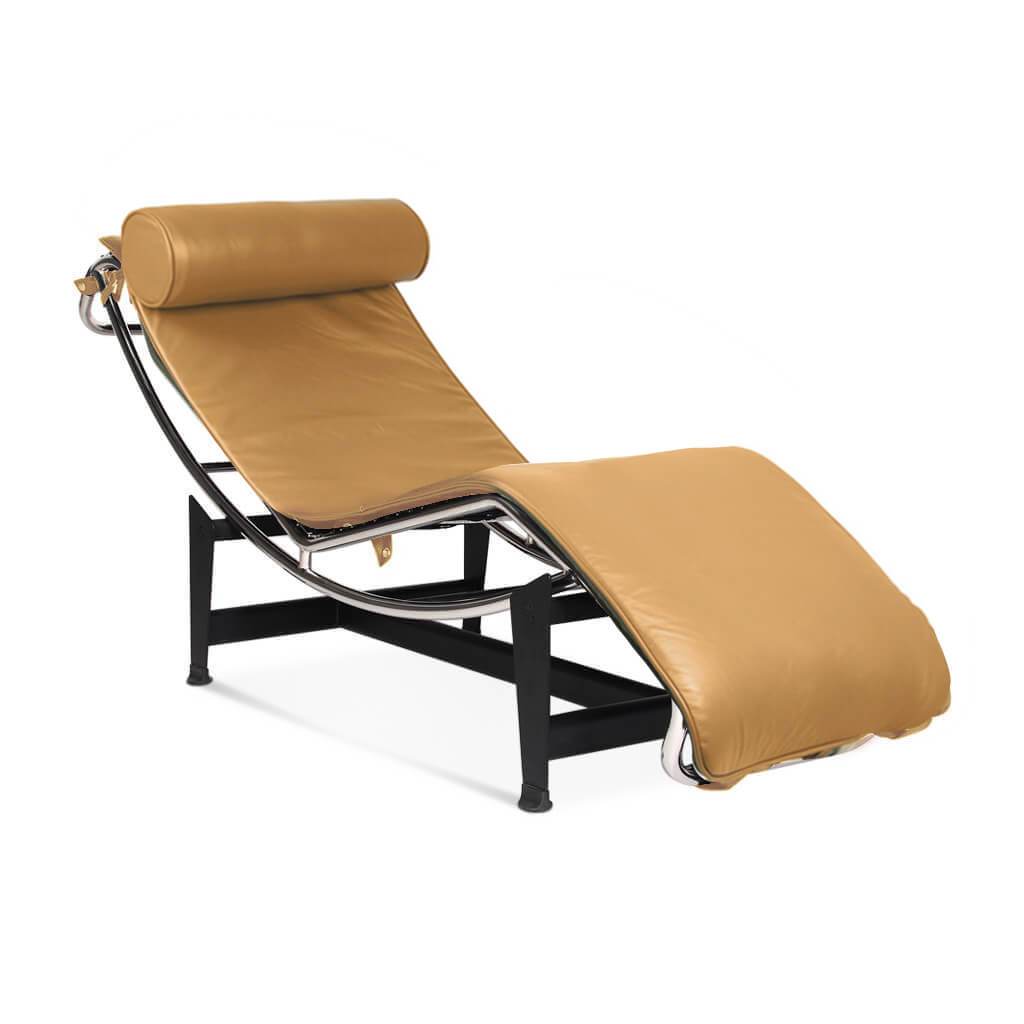 Corbusier Chaise Lounge Chair Aniline Leather-Beige