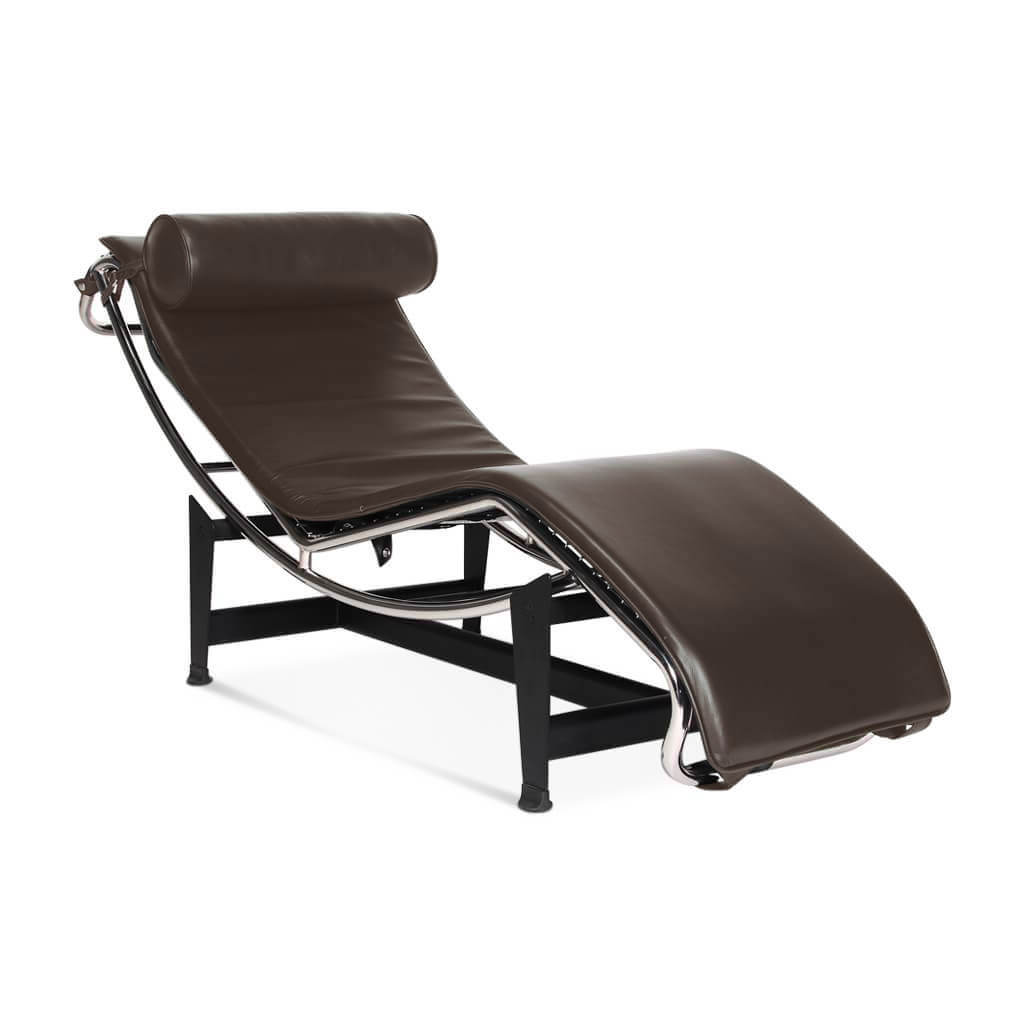 Corbusier Chaise Lounge Chair Aniline Leather-Dark Brown