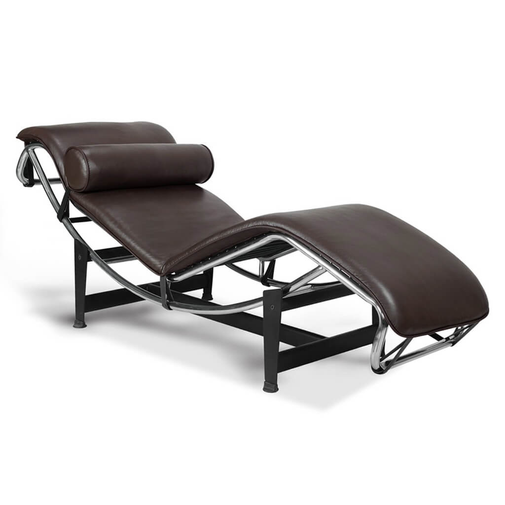 Corbusier Chaise Lounge Chair Top Grain-Dark Brown
