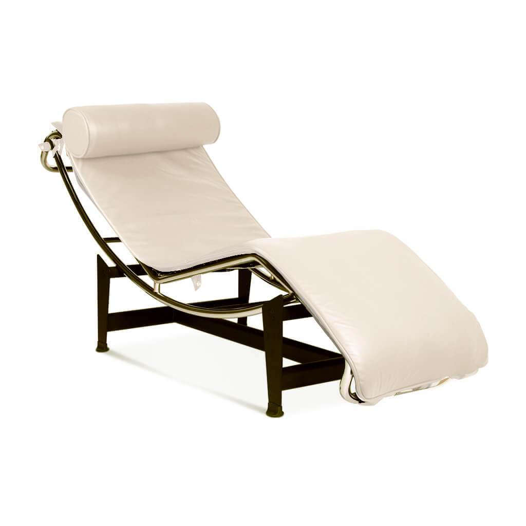 Corbusier Chaise Lounge Chair Aniline Leather-Cream