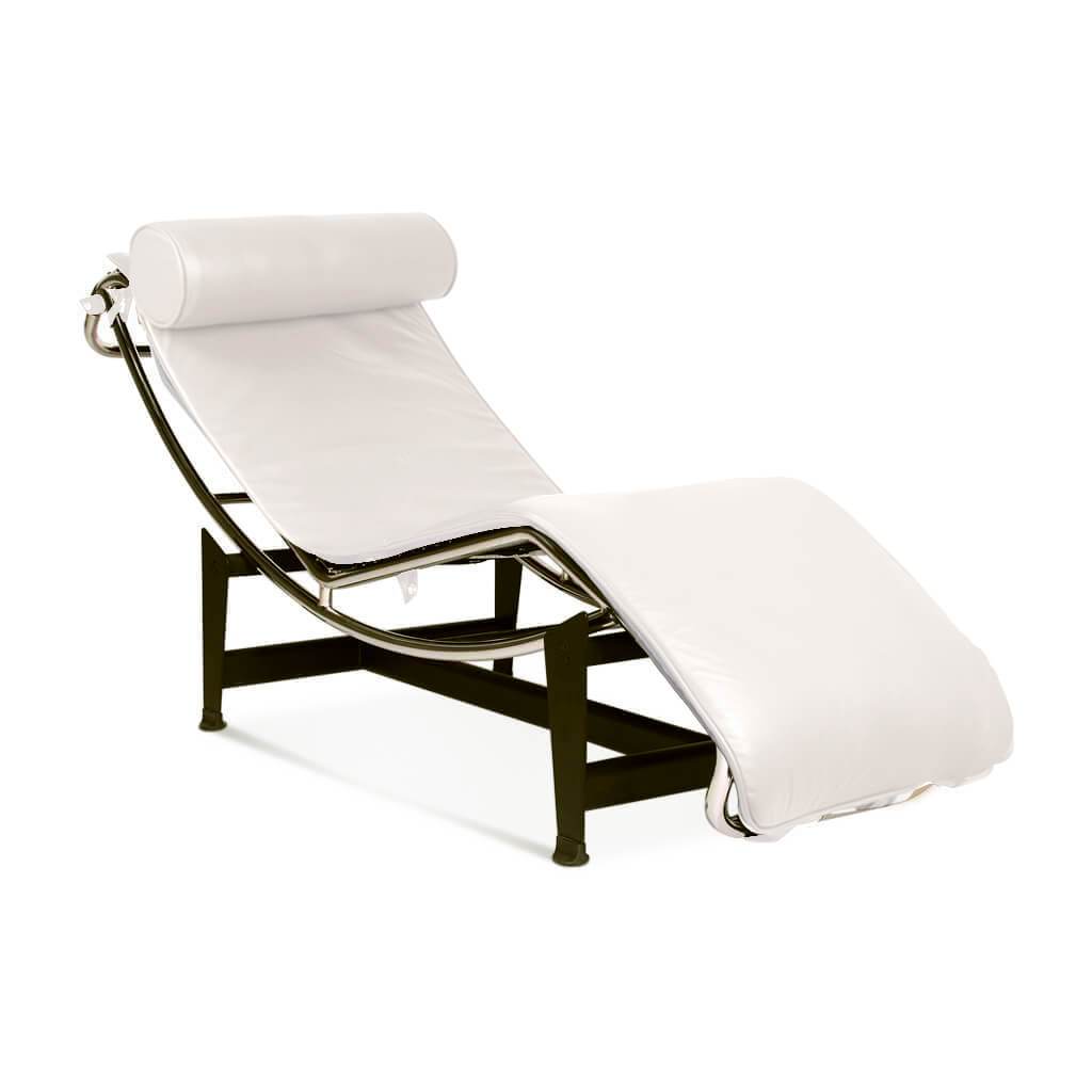 Corbusier Chaise Lounge Chair Aniline Leather-White