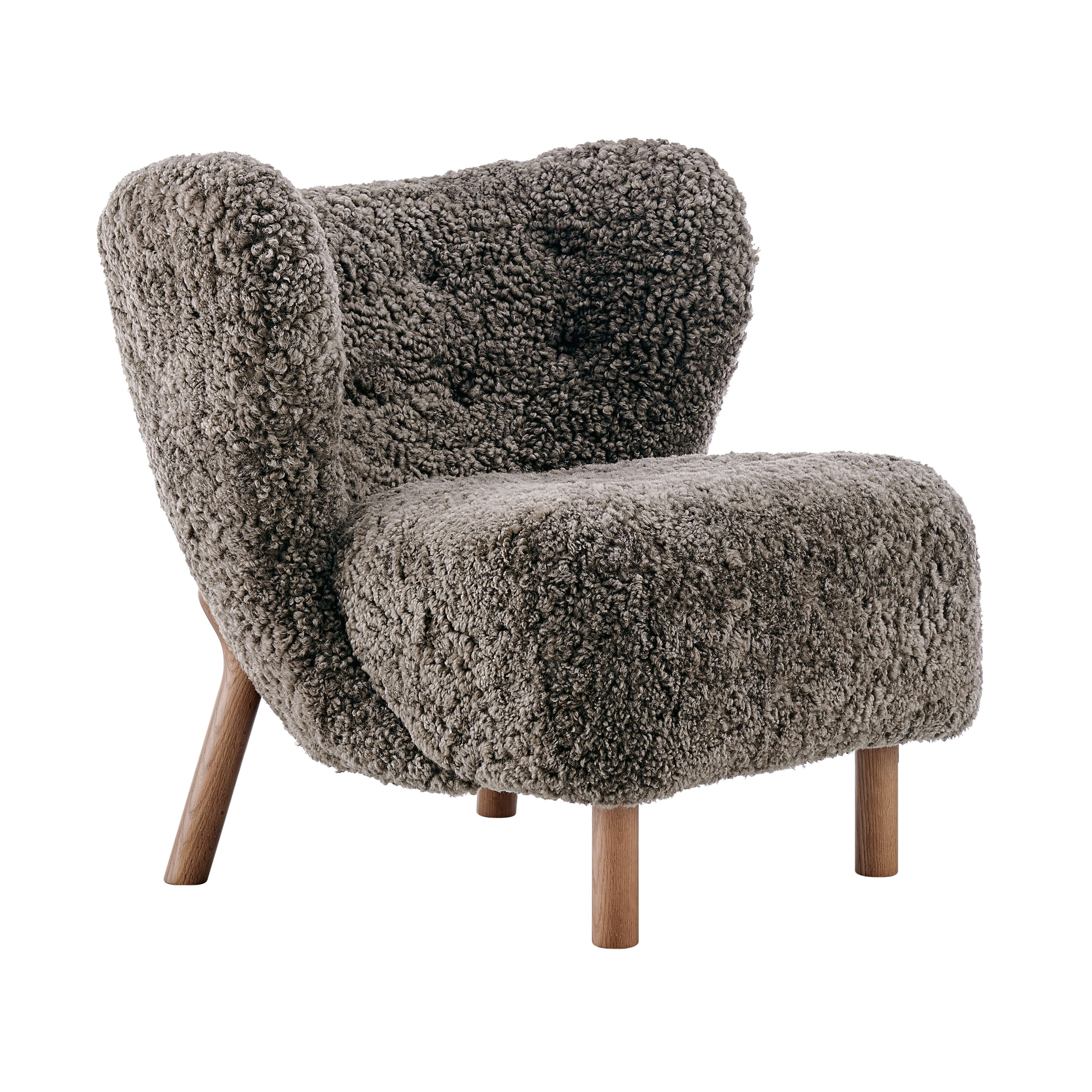 Little Sherpa Lounge Chair Genuine Sheepskin-Cafe Noir / Walnut
