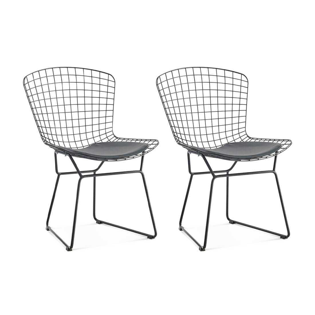 Set of Two Bertoia Side Chairs Black Frame
