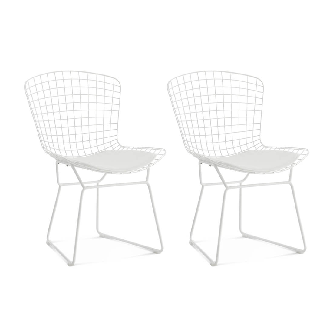 Set of Two Bertoia Side Chairs White Frame