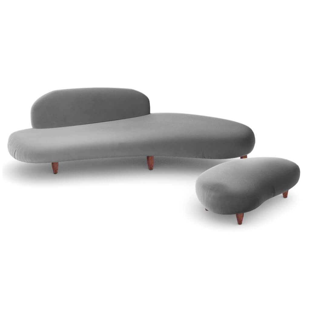 Freeform Sofa & Ottoman Velvet-Graphite Grey / Large
