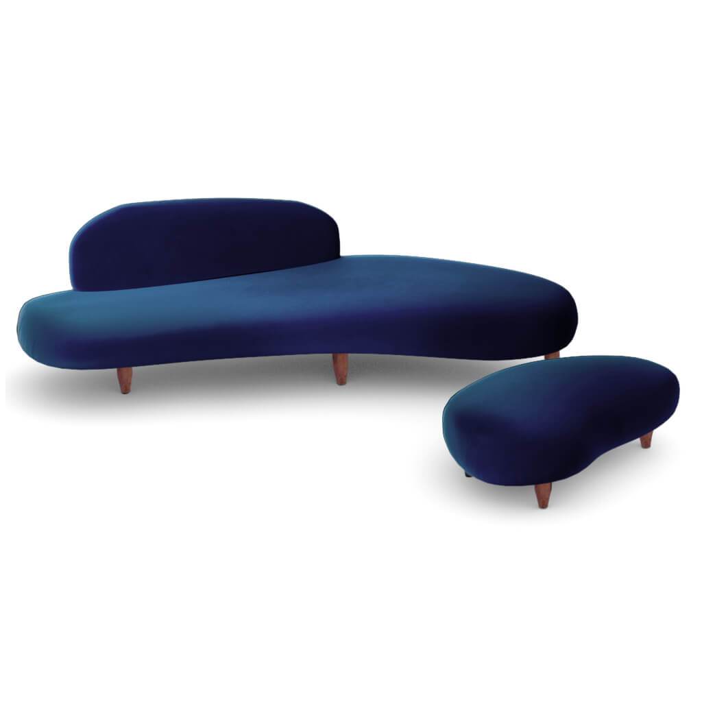 Freeform Sofa & Ottoman Velvet-Midnight Blue / Large