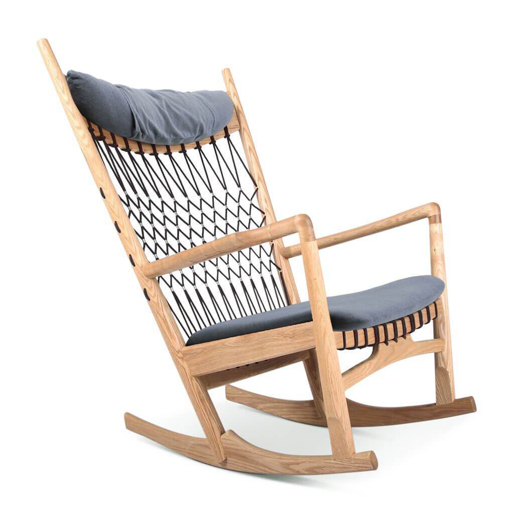 PP124 Rocking Chair Cashmere-Blue Grey / Natural Ash