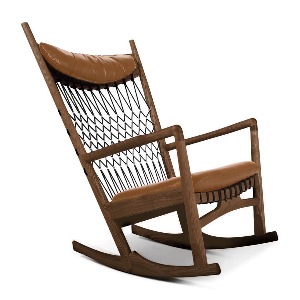 PP124 Rocking Chair Top Grain-Tan / Oiled Walnut
