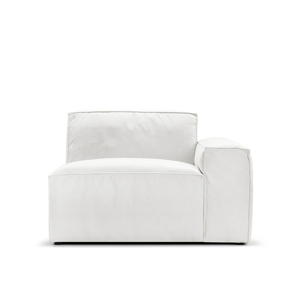 Oasis Modern Low Profile Modular Block Sofa in Latex  | Left Armrest Classic Boucle-Pearl