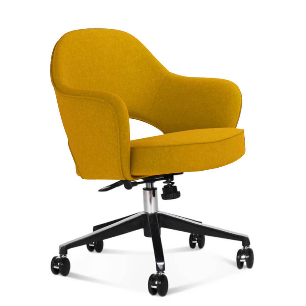 Saarinen Executive Armchair with Casters - Boucle Wool-Yellow