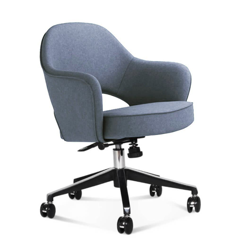 Saarinen Executive Armchair with Casters - Cashmere-Blue Grey