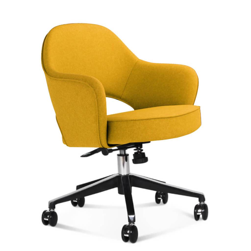 Saarinen Executive Armchair with Casters Cashmere-Dijon Yellow