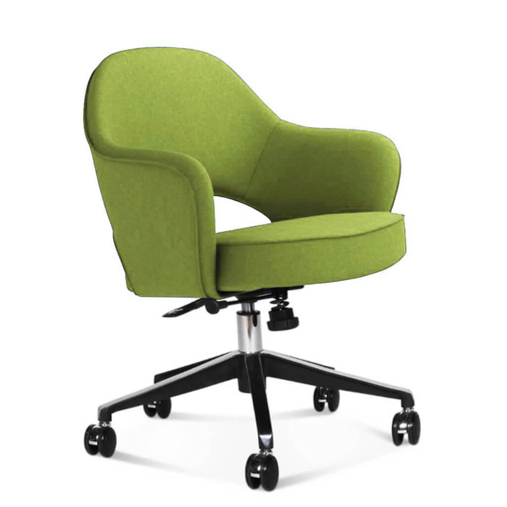 Saarinen Executive Armchair with Casters - Cashmere-Chartreuse Green