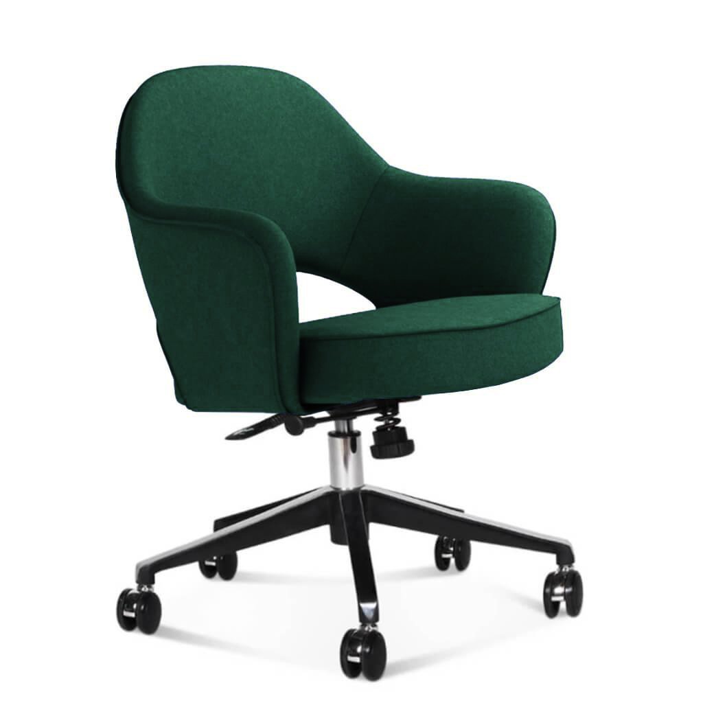 Saarinen Executive Armchair with Casters - Cashmere-Pine Green