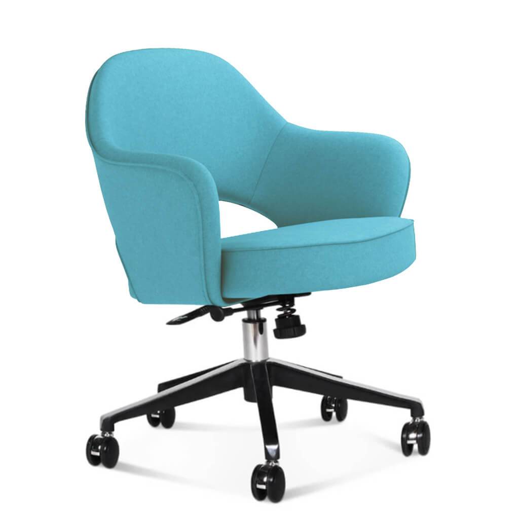 Saarinen Executive Armchair with Casters Cashmere-Tiffany Blue