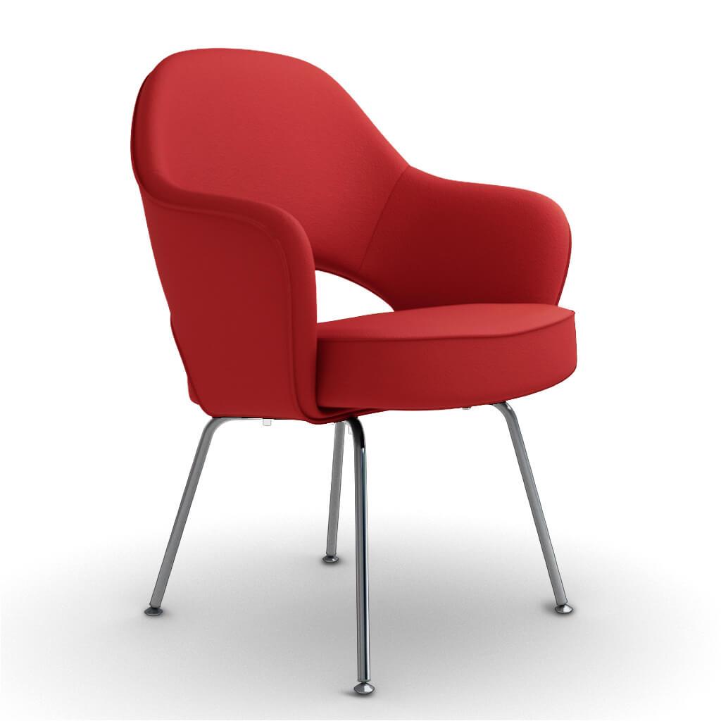 Saarinen Executive Armchair - Steel Legs - Top Grain-Red