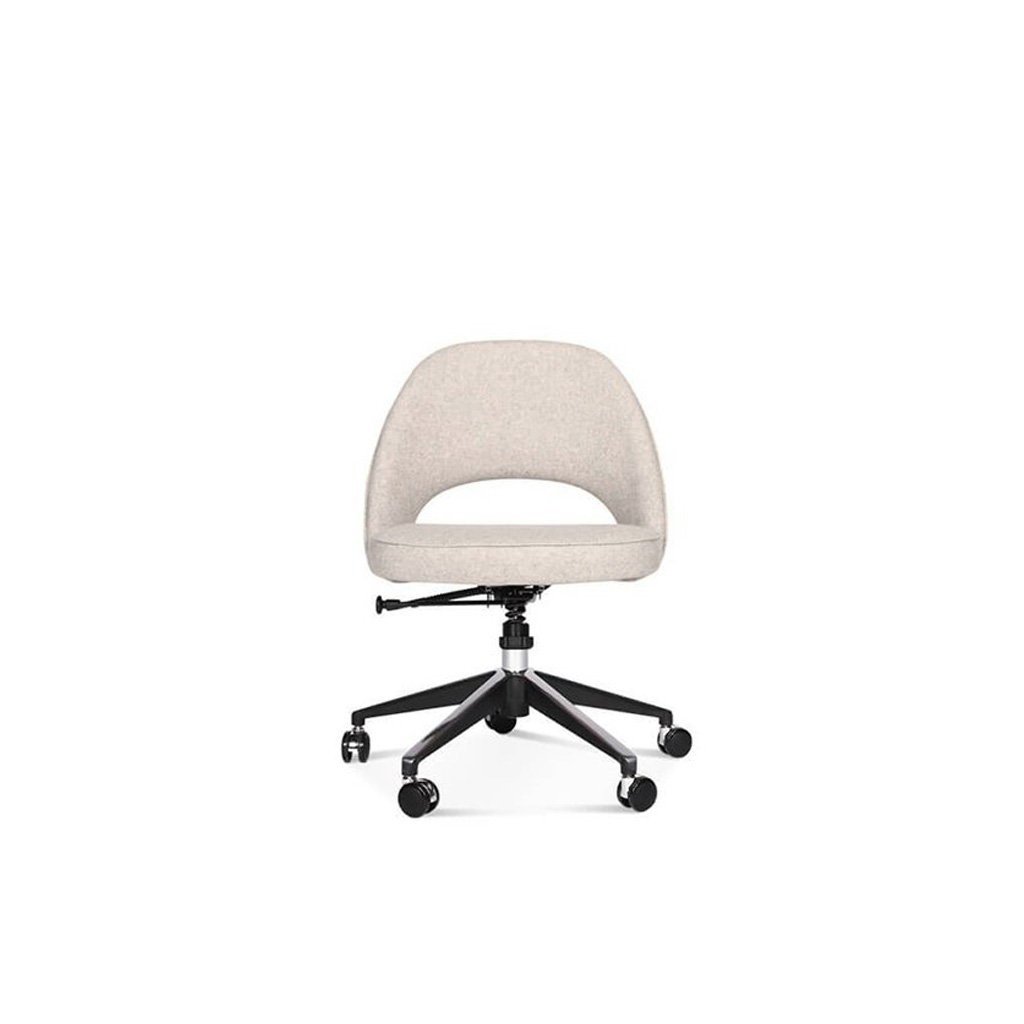 Saarinen Executive Side Chair with Casters - Woven Merit-Slate