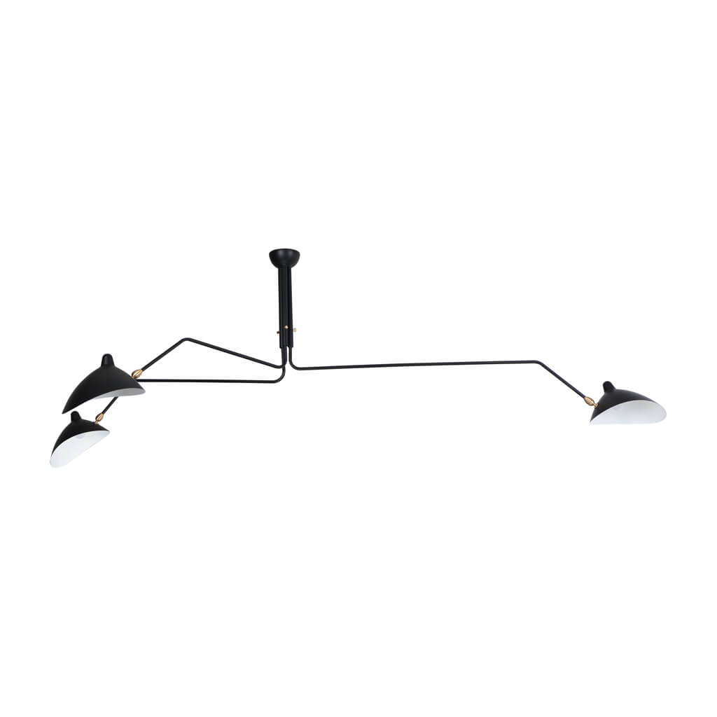 Serge Mouille Three-Arm ceiling Lamp Black