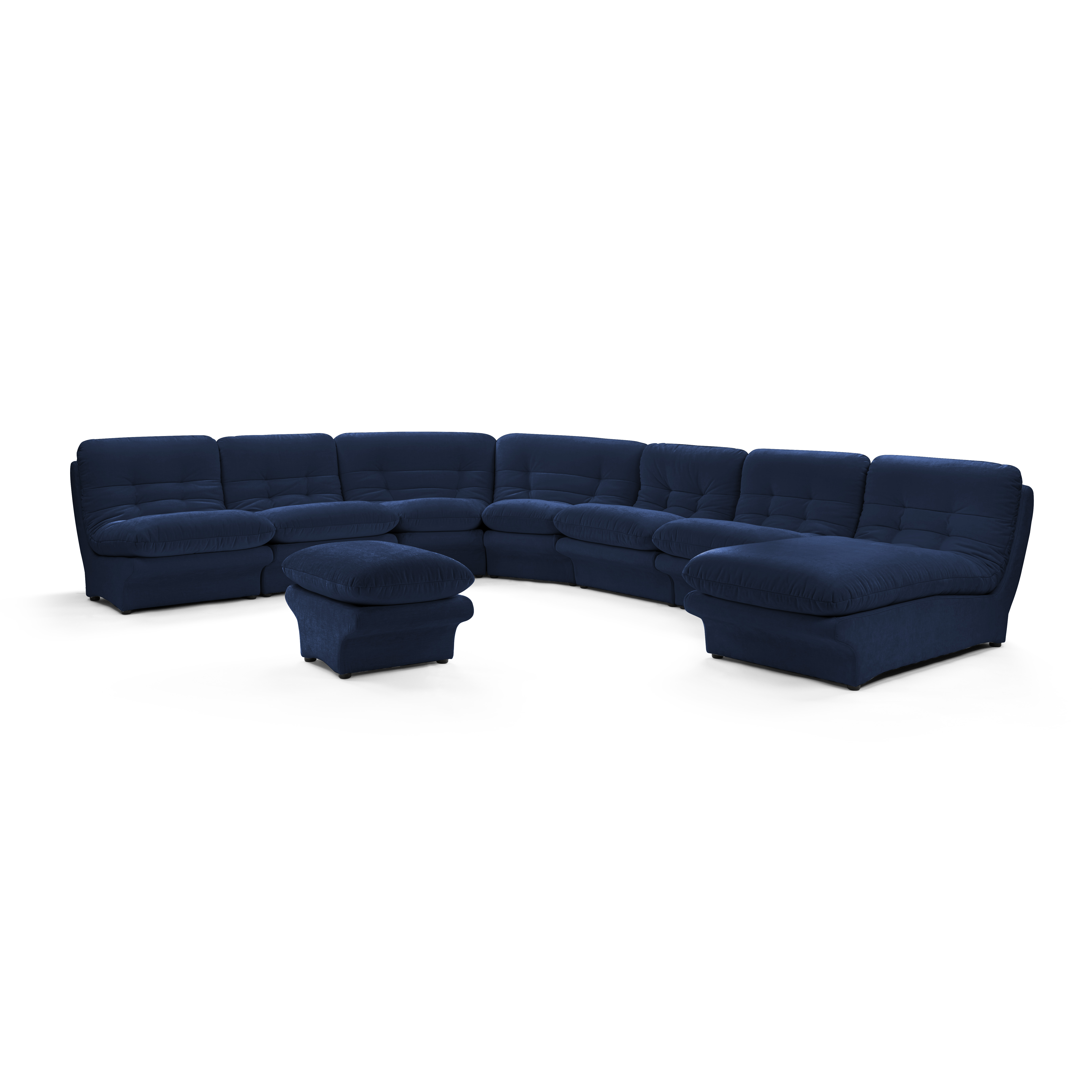 Carsons Mid Century Curved Modular Sectional Sofa / Combination 001-Chenille Helios-Azure Blue