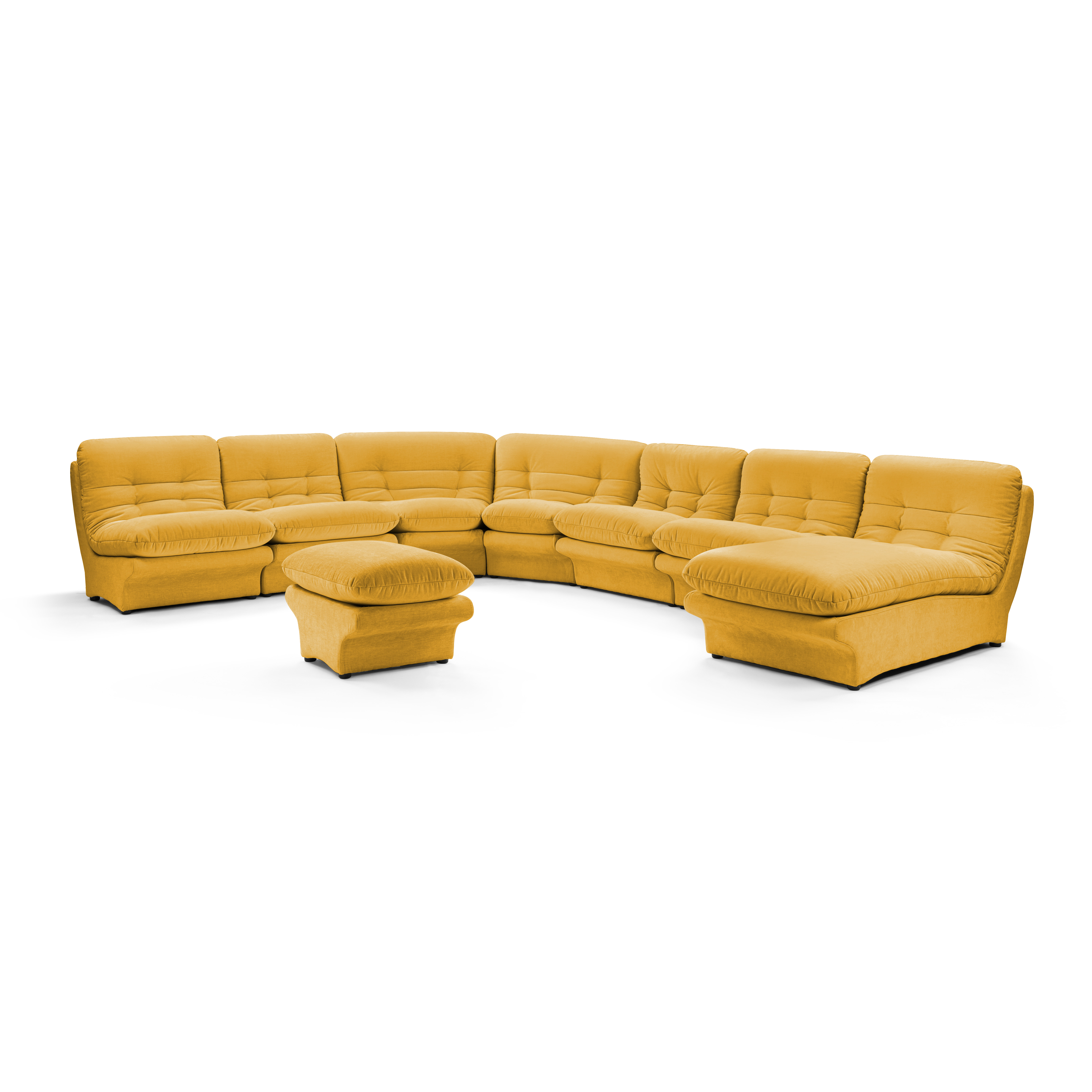 Carsons Mid Century Curved Modular Sectional Sofa / Combination 001-Chenille Helios-Mustard Yellow