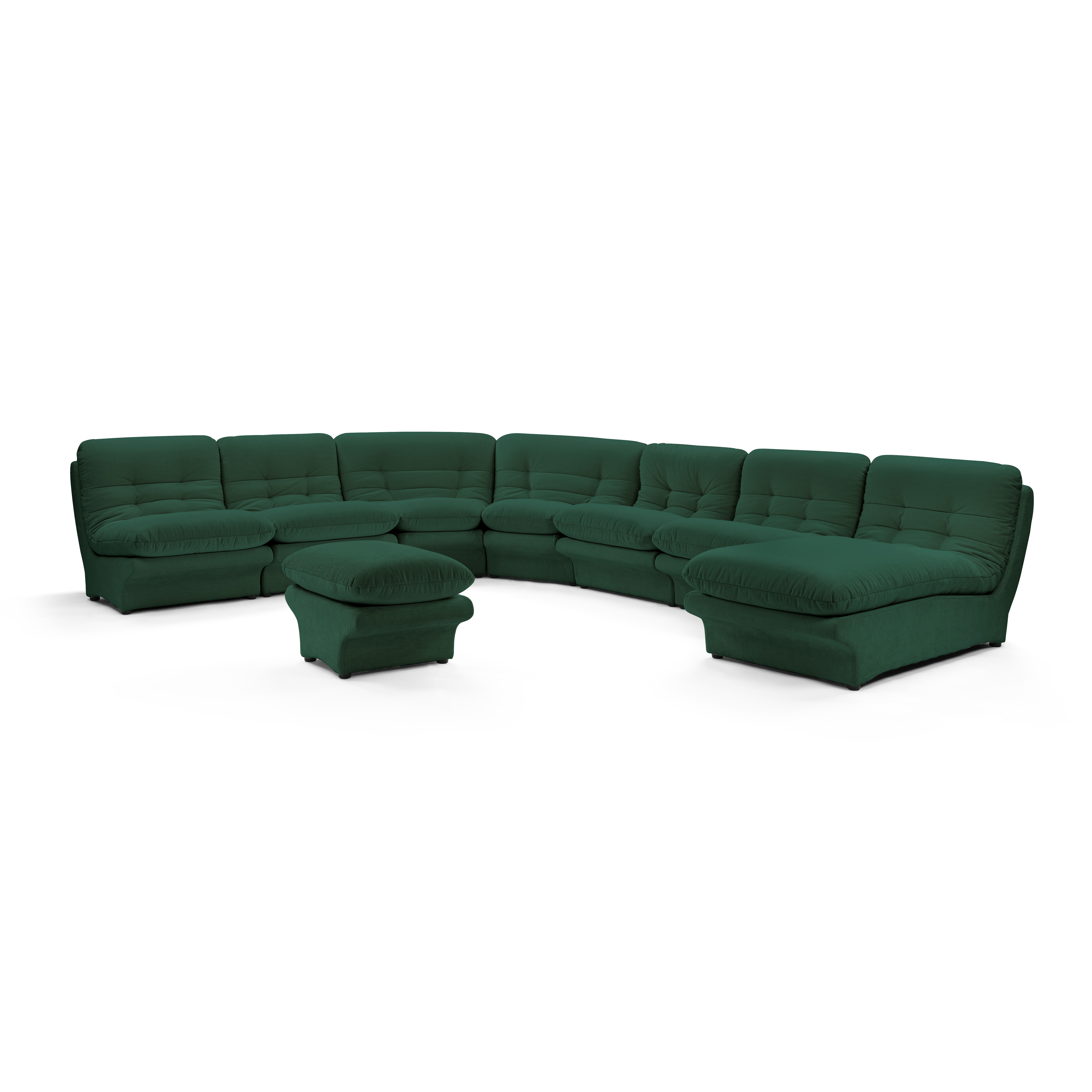 Carsons Mid Century Curved Modular Sectional Sofa / Combination 001-Chenille Helios-Evergreen