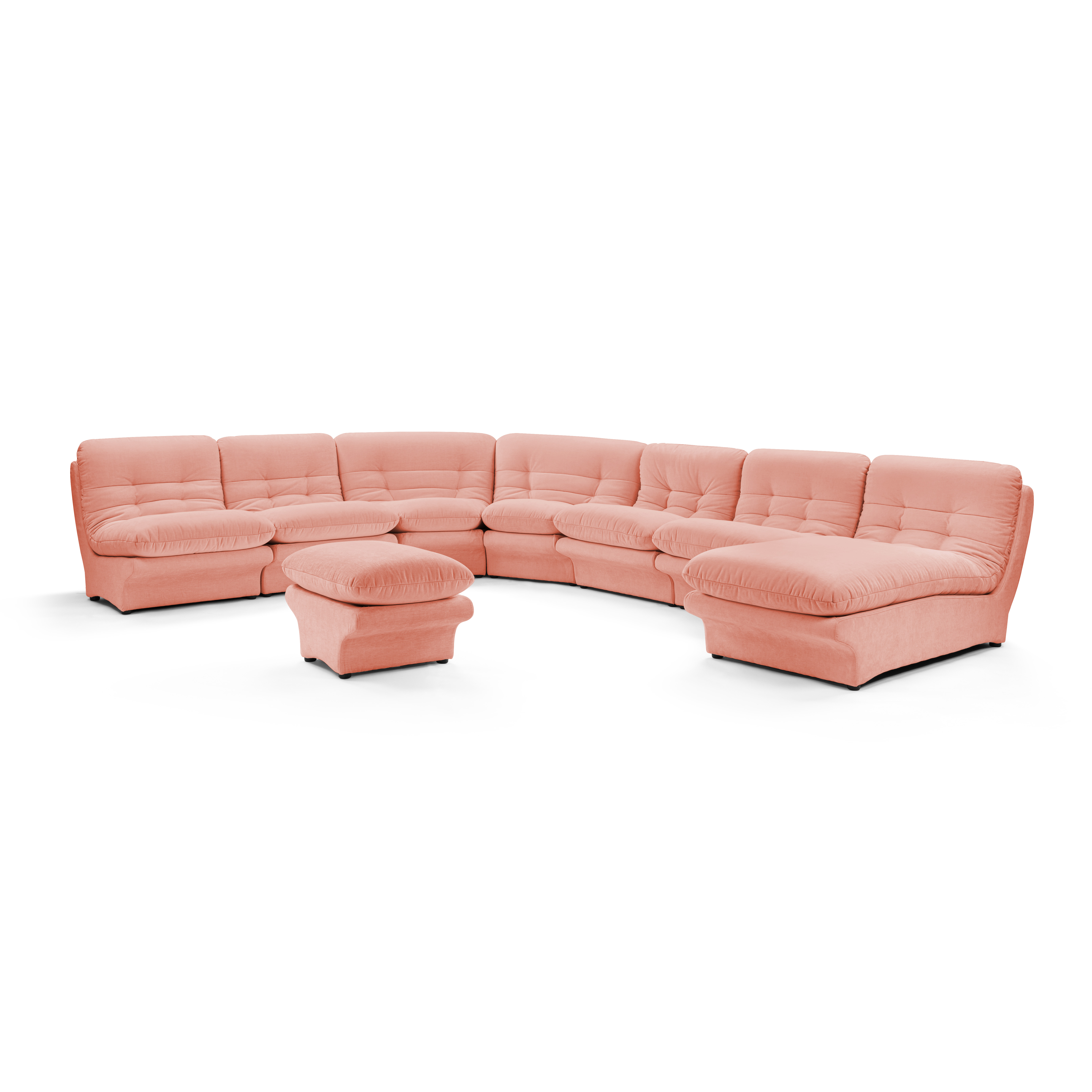 Carsons Mid Century Curved Modular Sectional Sofa / Combination 001-Chenille Helios-Dusty Rose