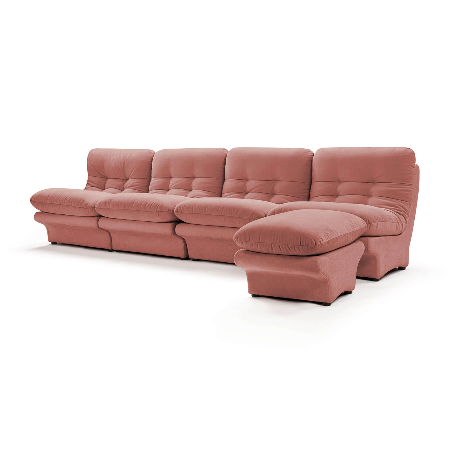 Carsons Mid Century Curved Modular Sectional Sofa / Combination 002 Performance Felt-Coral Haze