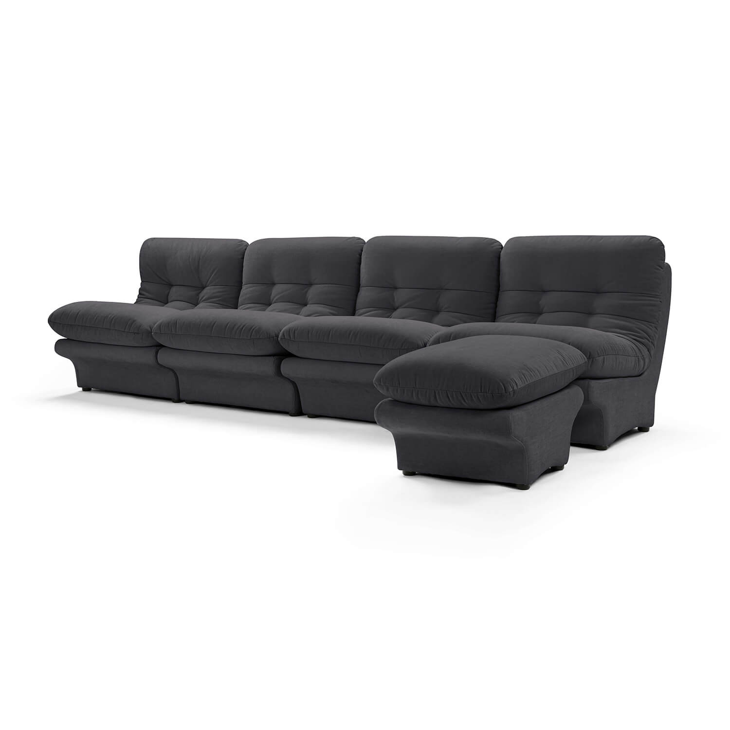 Carsons Mid Century Curved Modular Sectional Sofa / Combination 002 Performance Felt-Ink