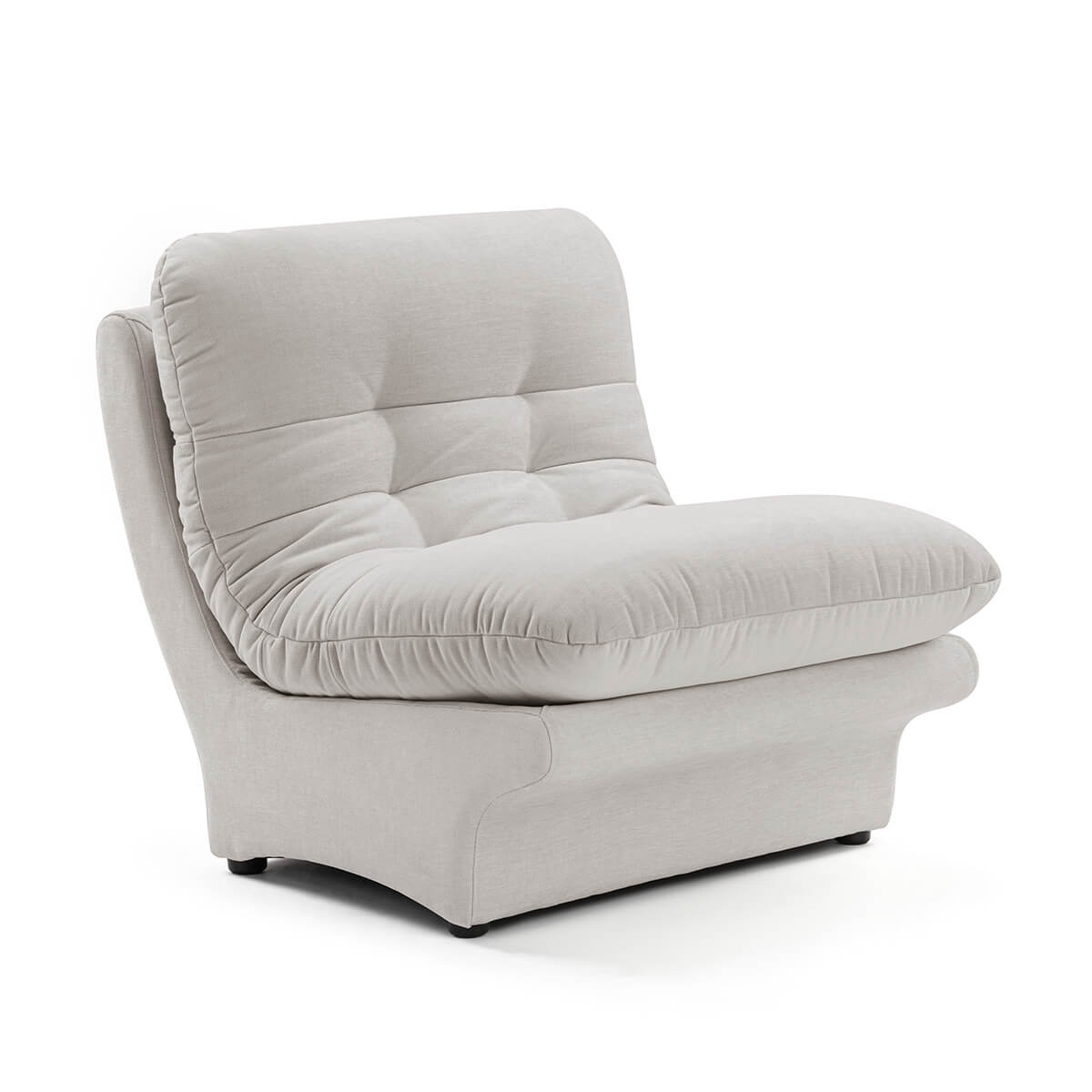 Carsons Mid Century Curved Modular Sectional Sofa / Middle Module Performance Felt-Light Grey