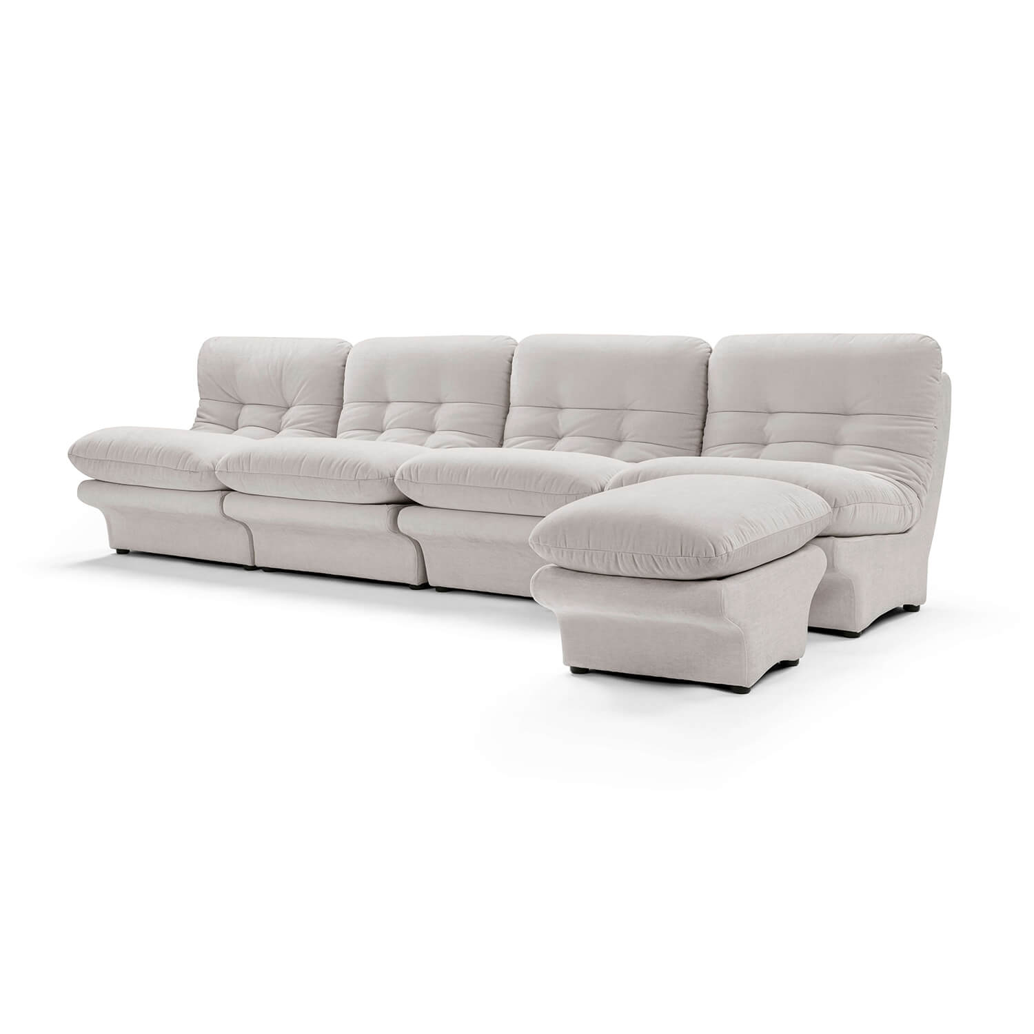 Carsons Mid Century Curved Modular Sectional Sofa / Combination 002 Performance Felt-Light Grey