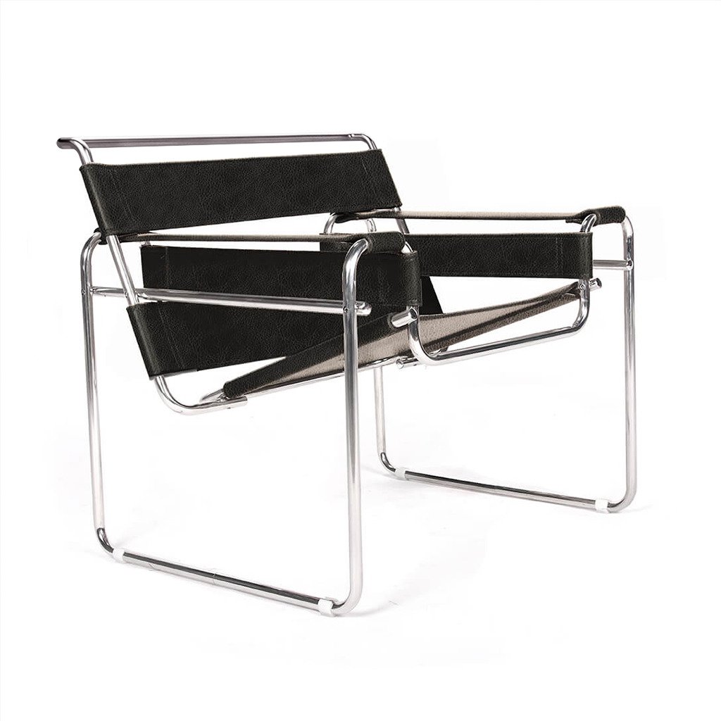Wassily Chair Quickship - Chrome Frame Top Grain-Black - Final Sale