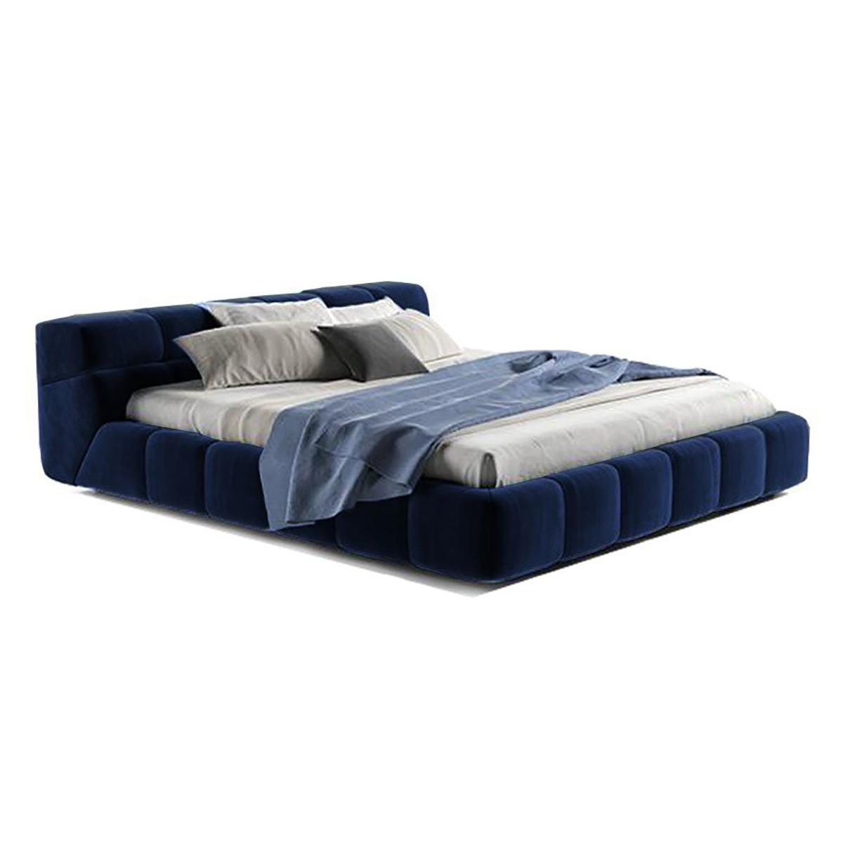 Tufted Bed Chenille Helios-Azure Blue / King Size