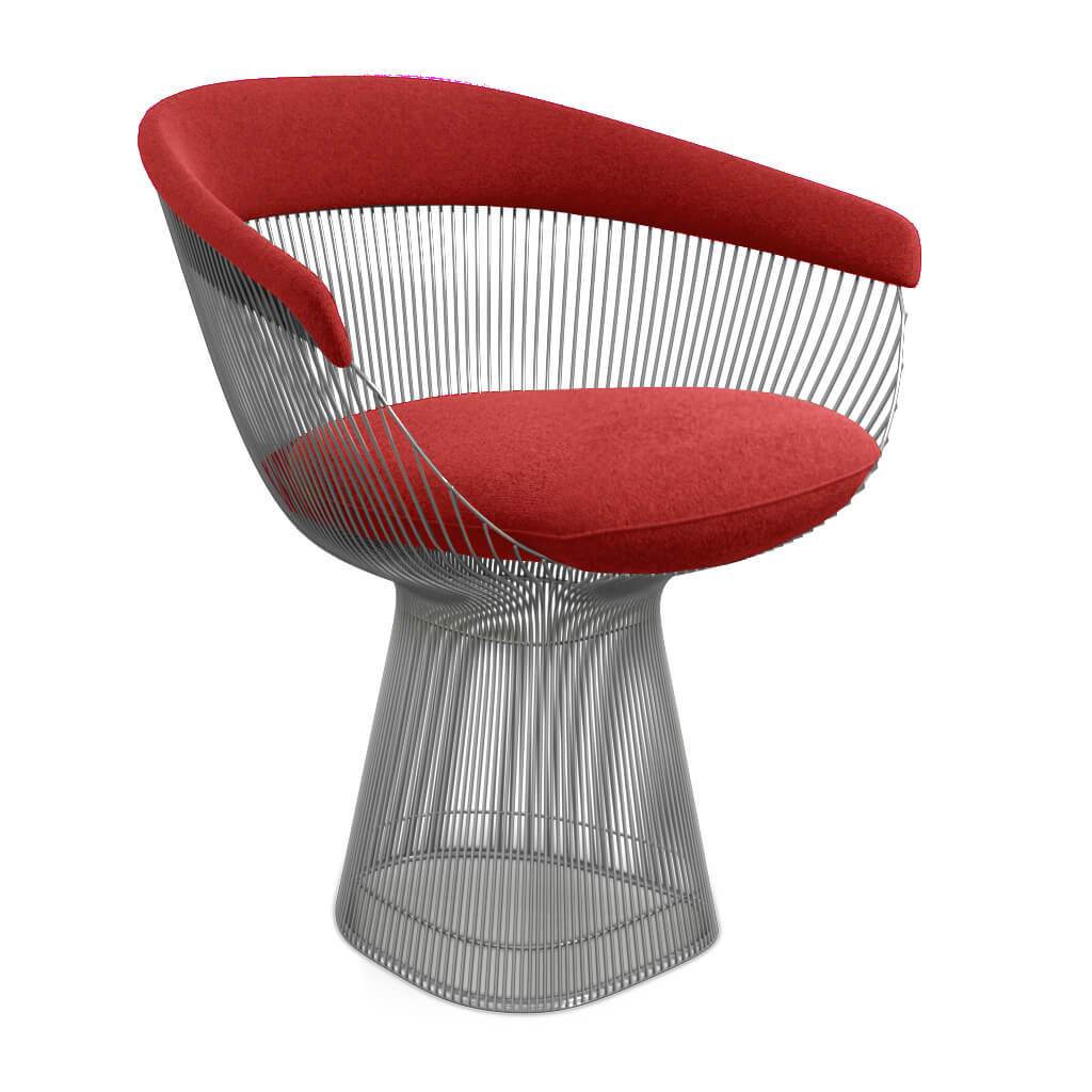 Warren Platner Armchair - Chrome Base Cashmere-Imperial Red