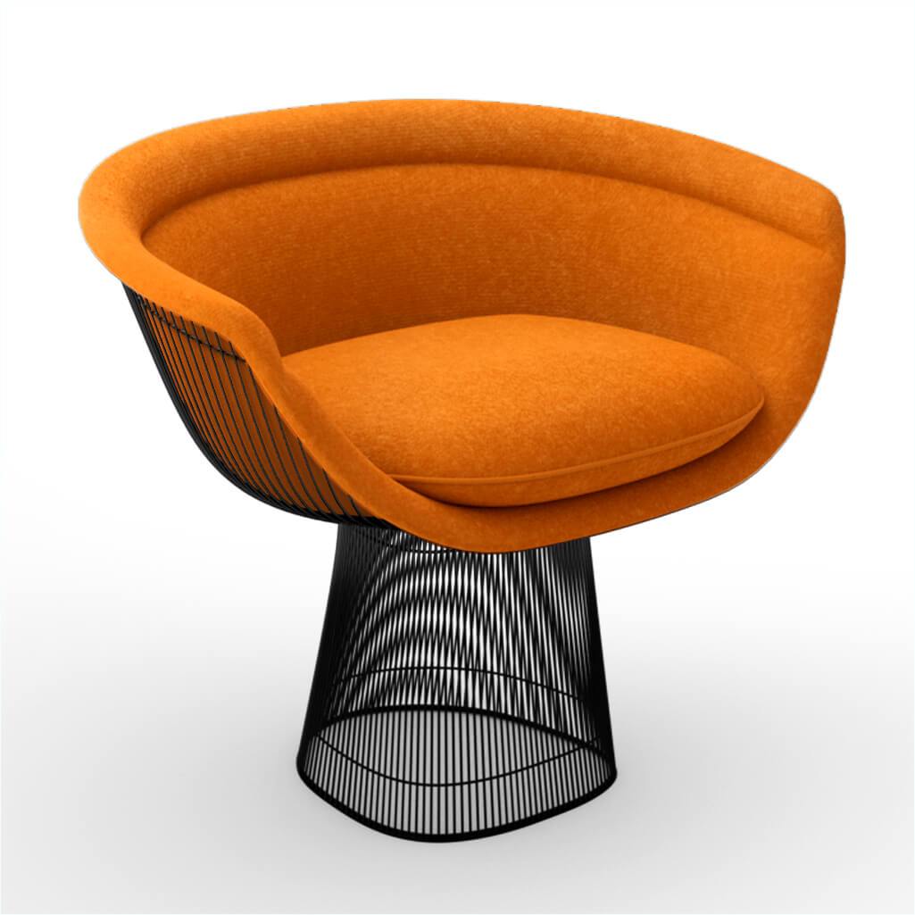 Bauhaus Warren Platner Lounge Chair - Gun Metal Black Base Boucle Wool-Copper