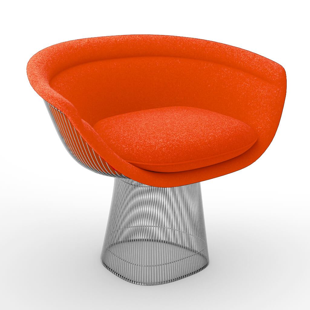 Eternity Modern Warren Platner Lounge Chair - Chrome Base Cashmere-Spanish Orange